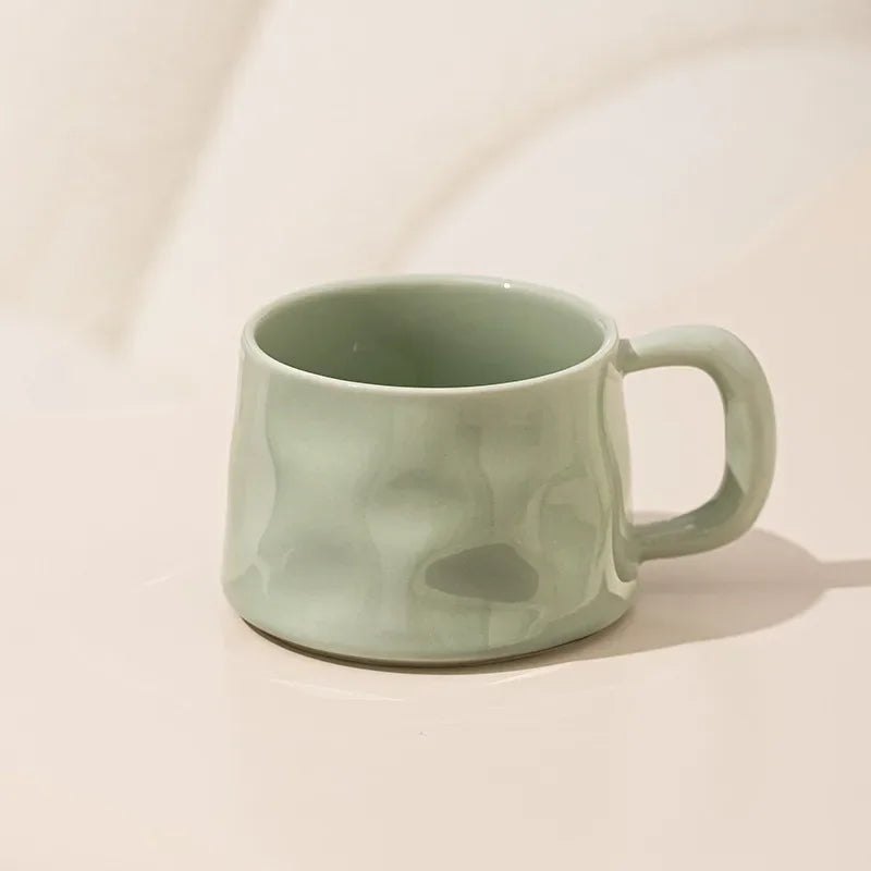Handmade Aesthetic Ceramic Mugs Cute Coffee Cups and Saucers Creative Colorful Nordic Scandi Danish Breakfast Mug Girl Gift Coffee Cup Set