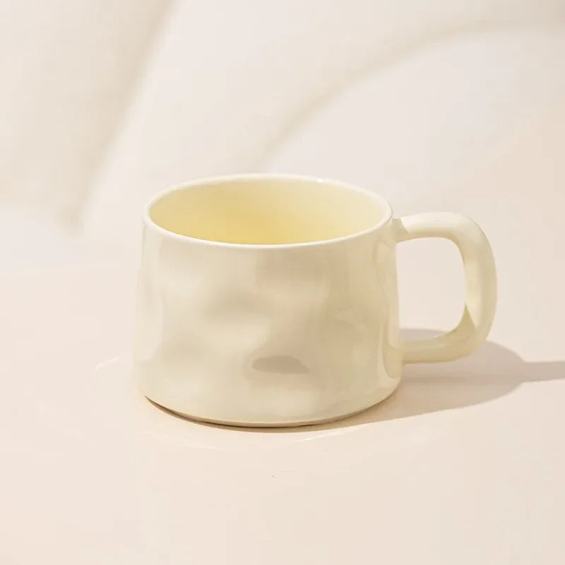 Handmade Aesthetic Ceramic Mugs Cute Coffee Cups and Saucers Creative Colorful Nordic Scandi Danish Breakfast Mug Girl Gift Coffee Cup Set